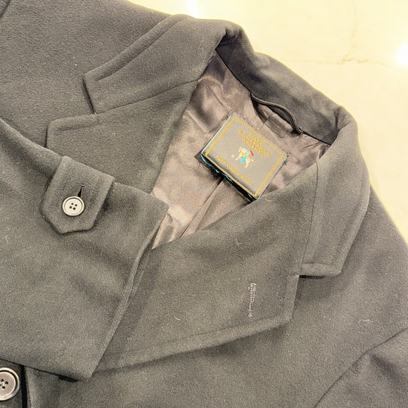 Hart Schaffner & Marx Dayton's Black Pure Virgin Wool Overcoat 44R Union Tags - Picture 7 of 10